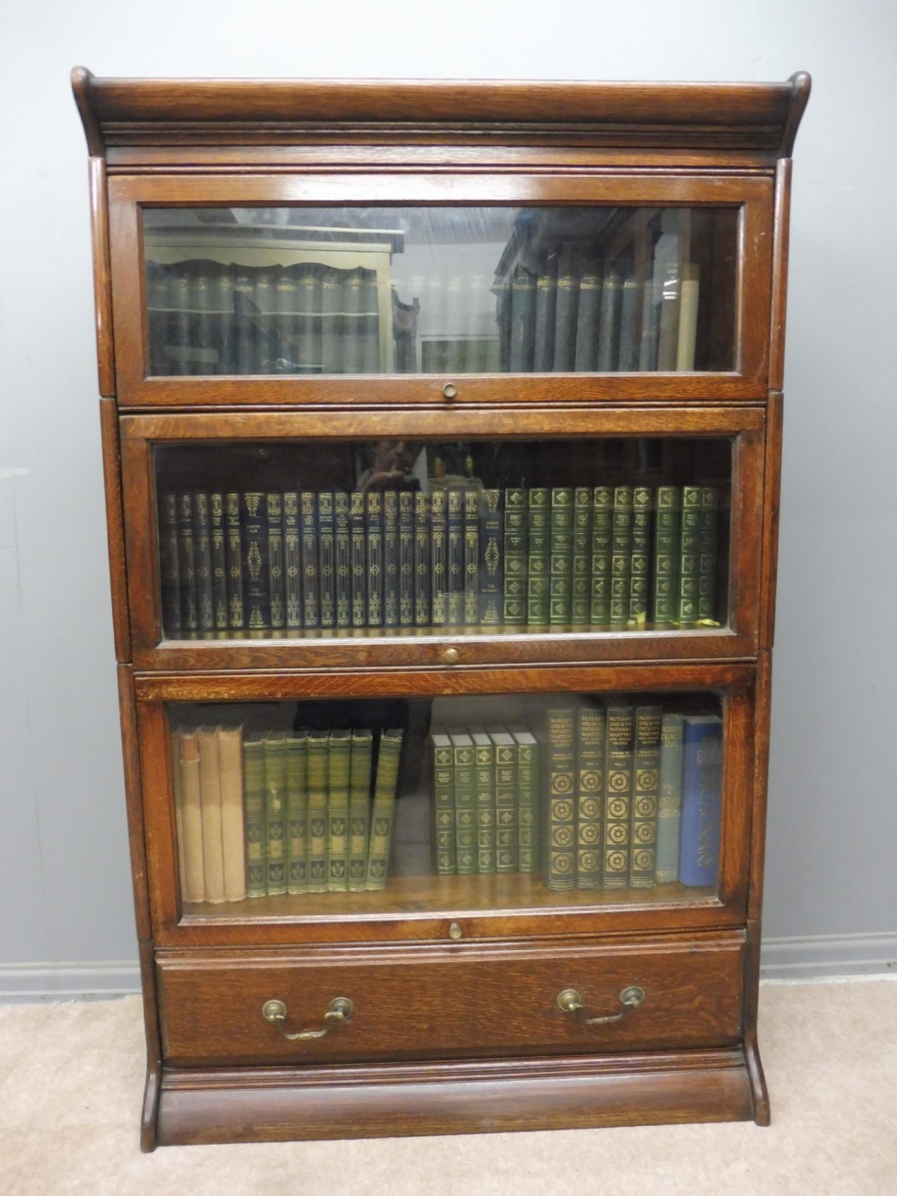 OAK STACKING SECTION LAWYERS BOOKCASE BY GUNN View II