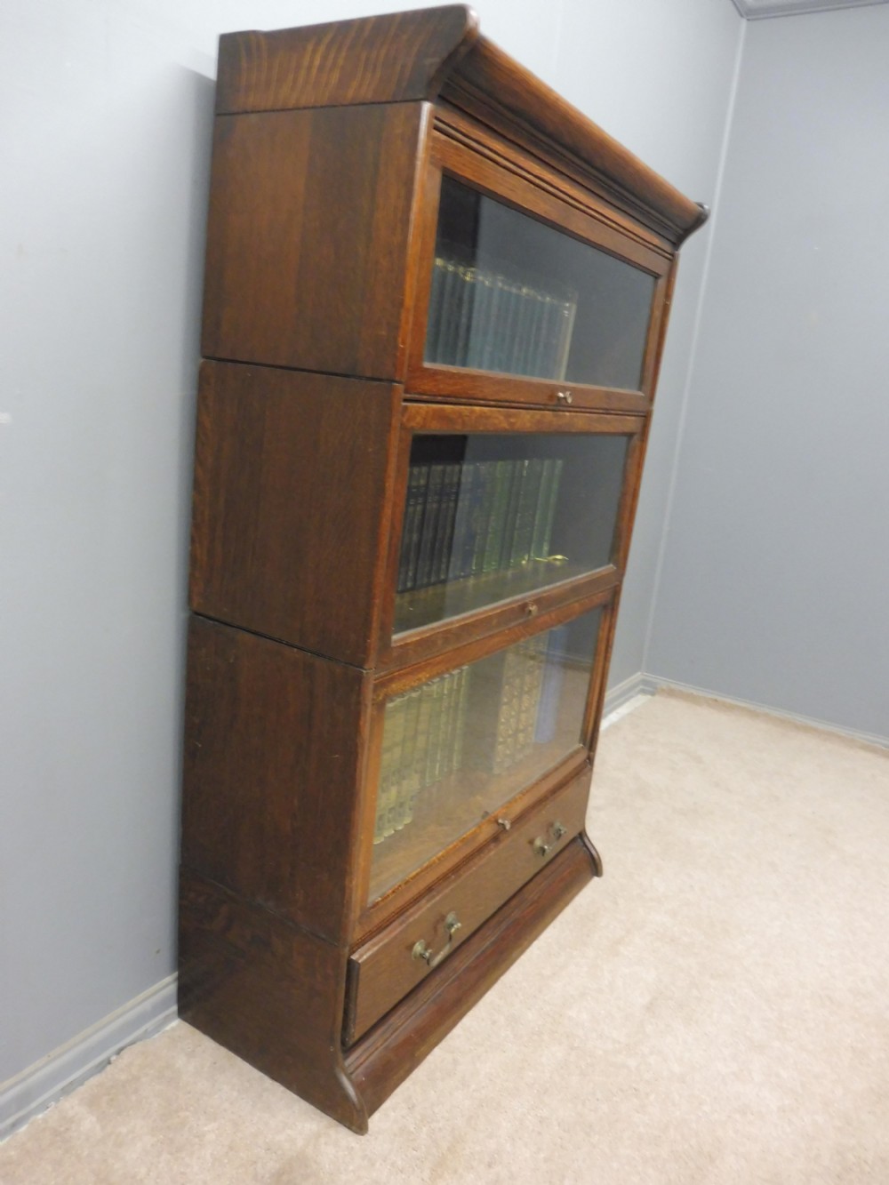OAK STACKING SECTION LAWYERS BOOKCASE BY GUNN View III
