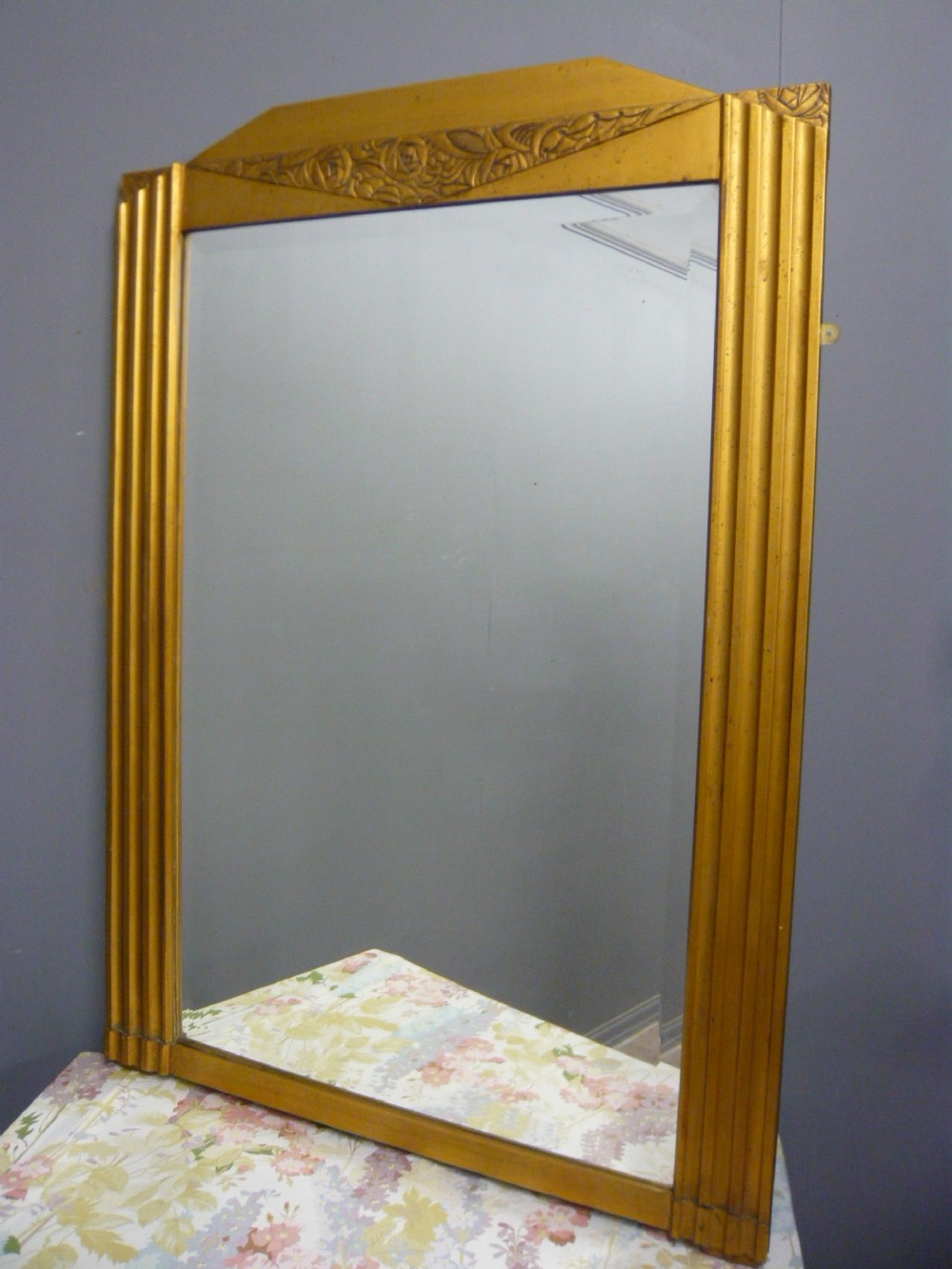 LARGE FRENCH GILT ART DECO MIRROR c 1920