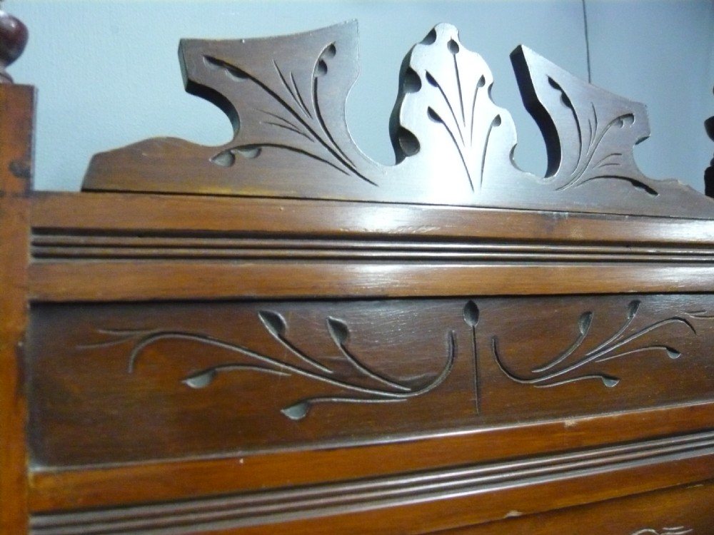 LATE VICTORIAN WALNUT OVER MANTLE MIRROR C 1890 View V