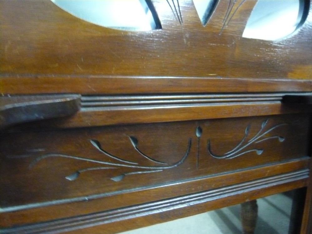 LATE VICTORIAN WALNUT OVER MANTLE MIRROR C 1890 View VI