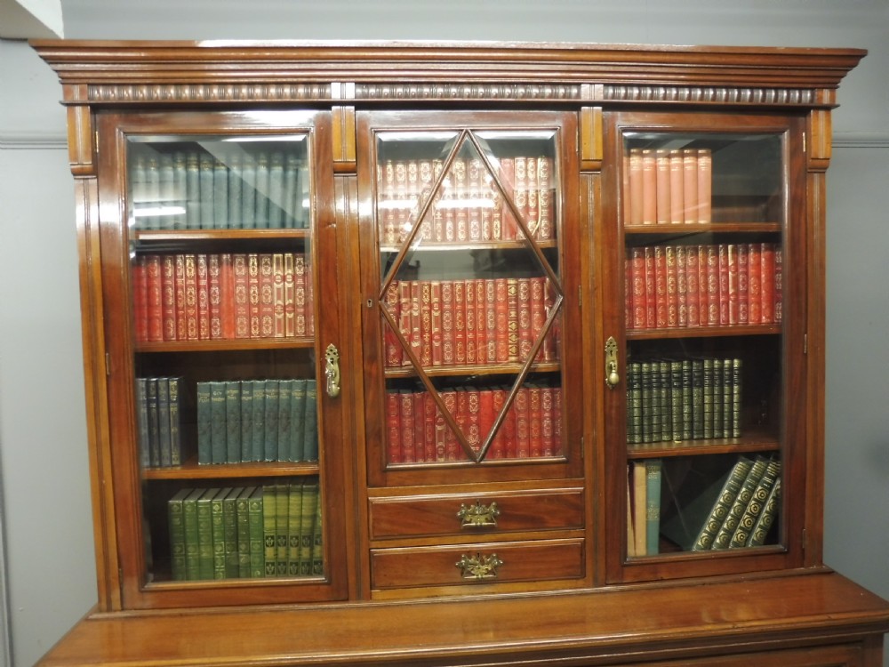 LARGE VICTORIAN MAHOGANY LIBRARY SECRETAIRE BOOKCASE WITH FOLIO CABINET View III