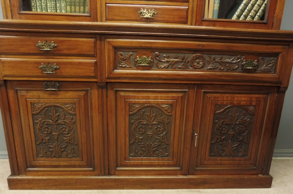 LARGE VICTORIAN MAHOGANY LIBRARY SECRETAIRE BOOKCASE WITH FOLIO CABINET View IV