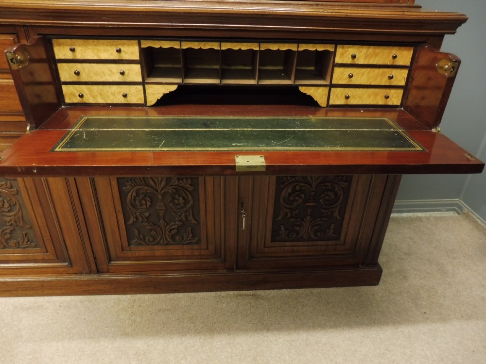 LARGE VICTORIAN MAHOGANY LIBRARY SECRETAIRE BOOKCASE WITH FOLIO CABINET View V