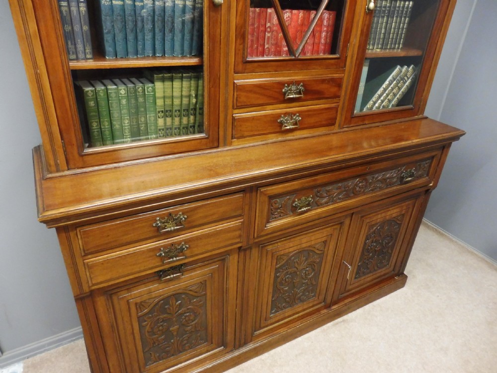 LARGE VICTORIAN MAHOGANY LIBRARY SECRETAIRE BOOKCASE WITH FOLIO CABINET View VIII