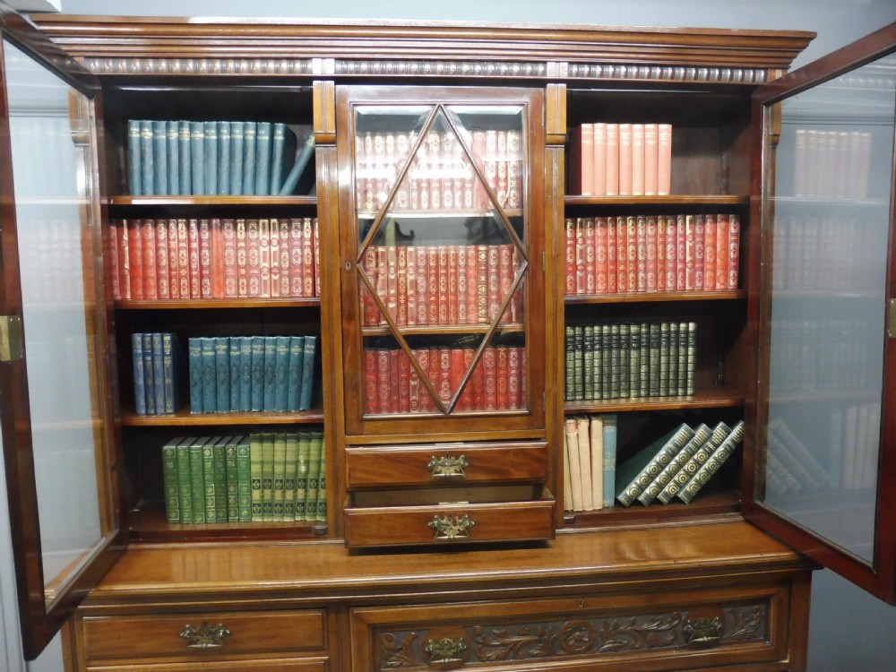 LARGE VICTORIAN MAHOGANY LIBRARY SECRETAIRE BOOKCASE WITH FOLIO CABINET View IX