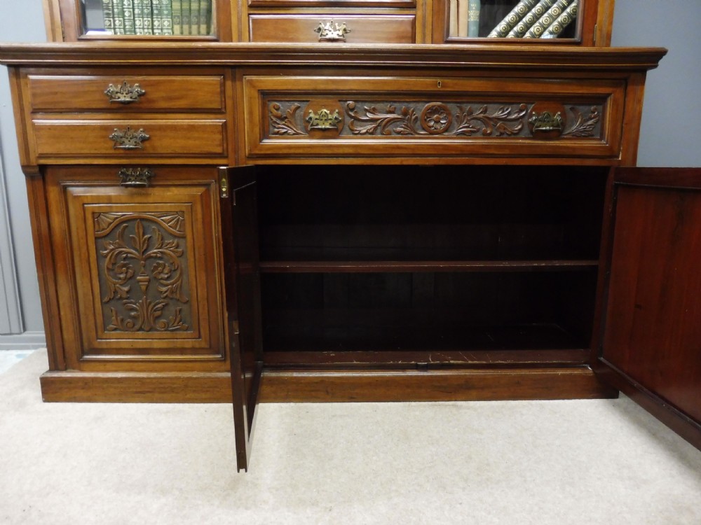 LARGE VICTORIAN MAHOGANY LIBRARY SECRETAIRE BOOKCASE WITH FOLIO CABINET View XIII