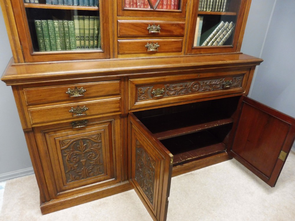 LARGE VICTORIAN MAHOGANY LIBRARY SECRETAIRE BOOKCASE WITH FOLIO CABINET View XIV