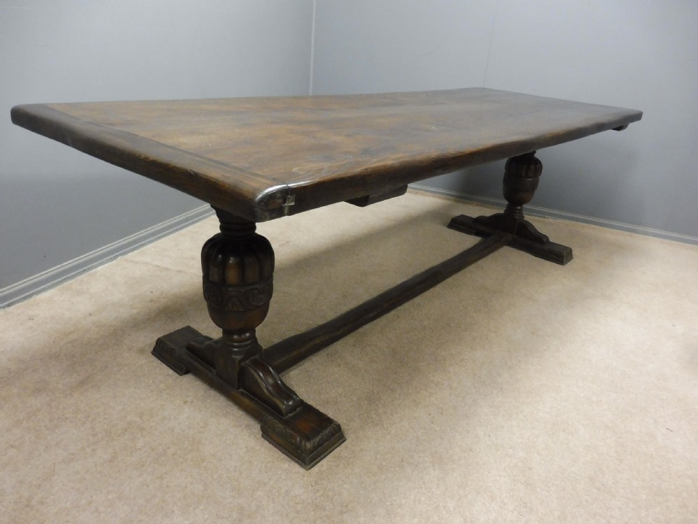 LARGE OAK REFECTORY TABLE CIRCA 1900 View V