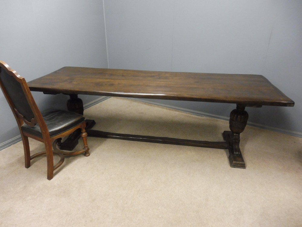 LARGE OAK REFECTORY TABLE CIRCA 1900 View XIX