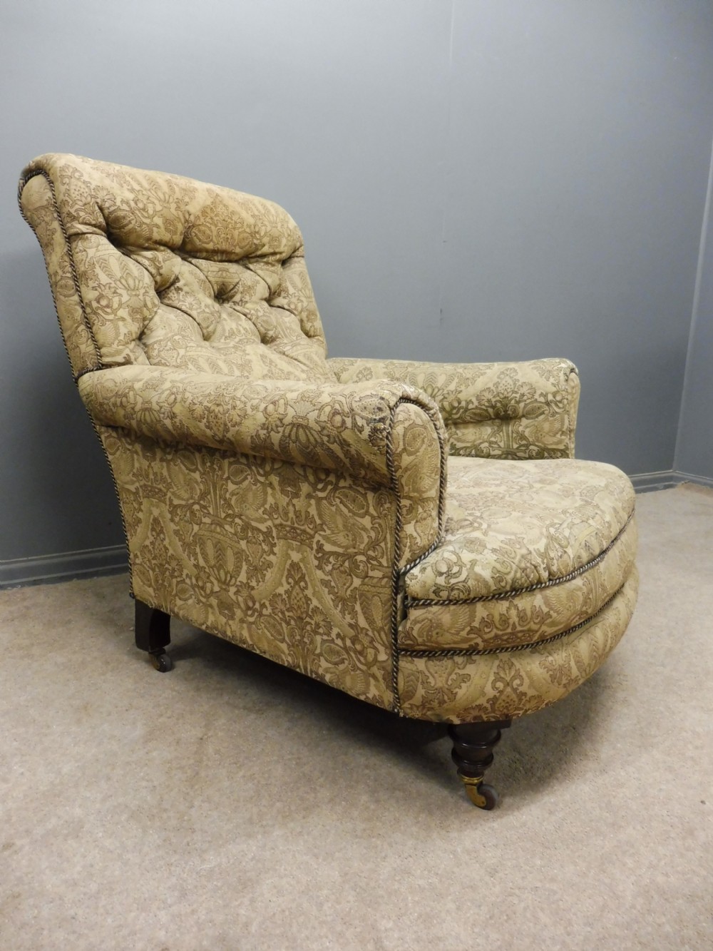 VICTORIAN WALNUT  HOWARD STYLE ARMCHAIR CIRCA 1880