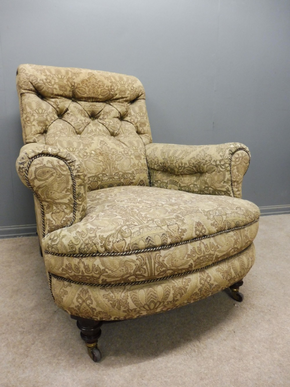 VICTORIAN WALNUT  HOWARD STYLE ARMCHAIR CIRCA 1880 View II