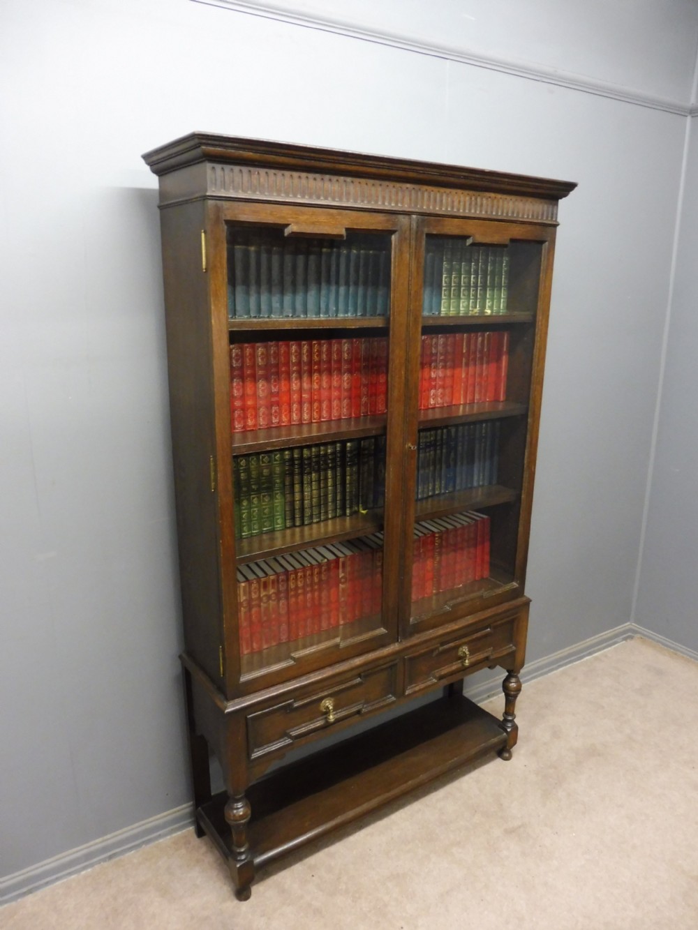 EDWARDIAN OAK BOOKCASE BY MAPLE AND CO View X