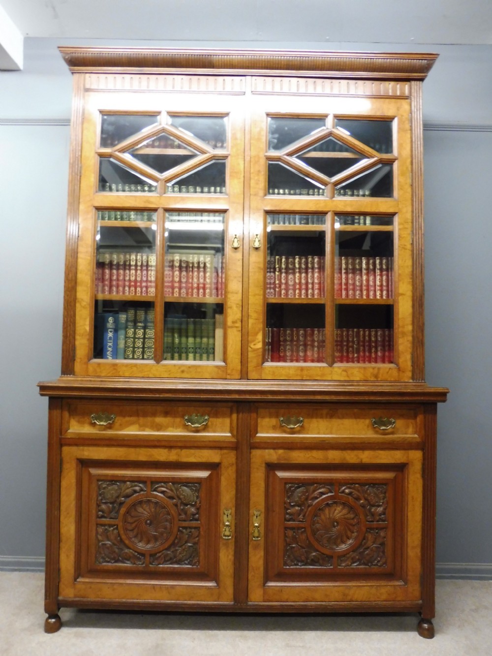 SUPERIOR QUALITY 19TH CENTURY OAK, BURR OAK,AND  POLLARD OAK BOOKCASE