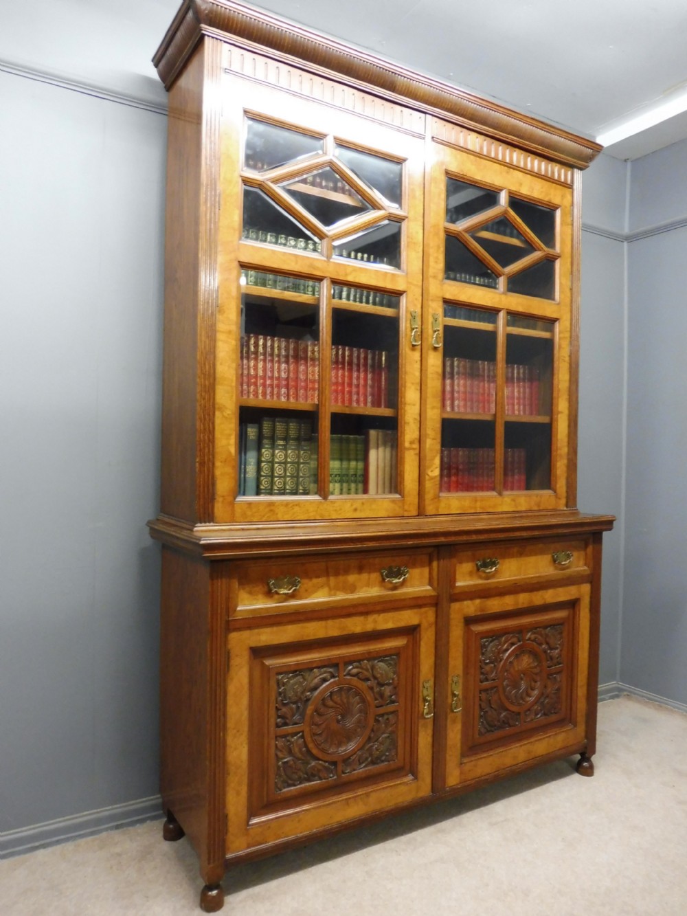 SUPERIOR QUALITY 19TH CENTURY OAK, BURR OAK,AND  POLLARD OAK BOOKCASE View III