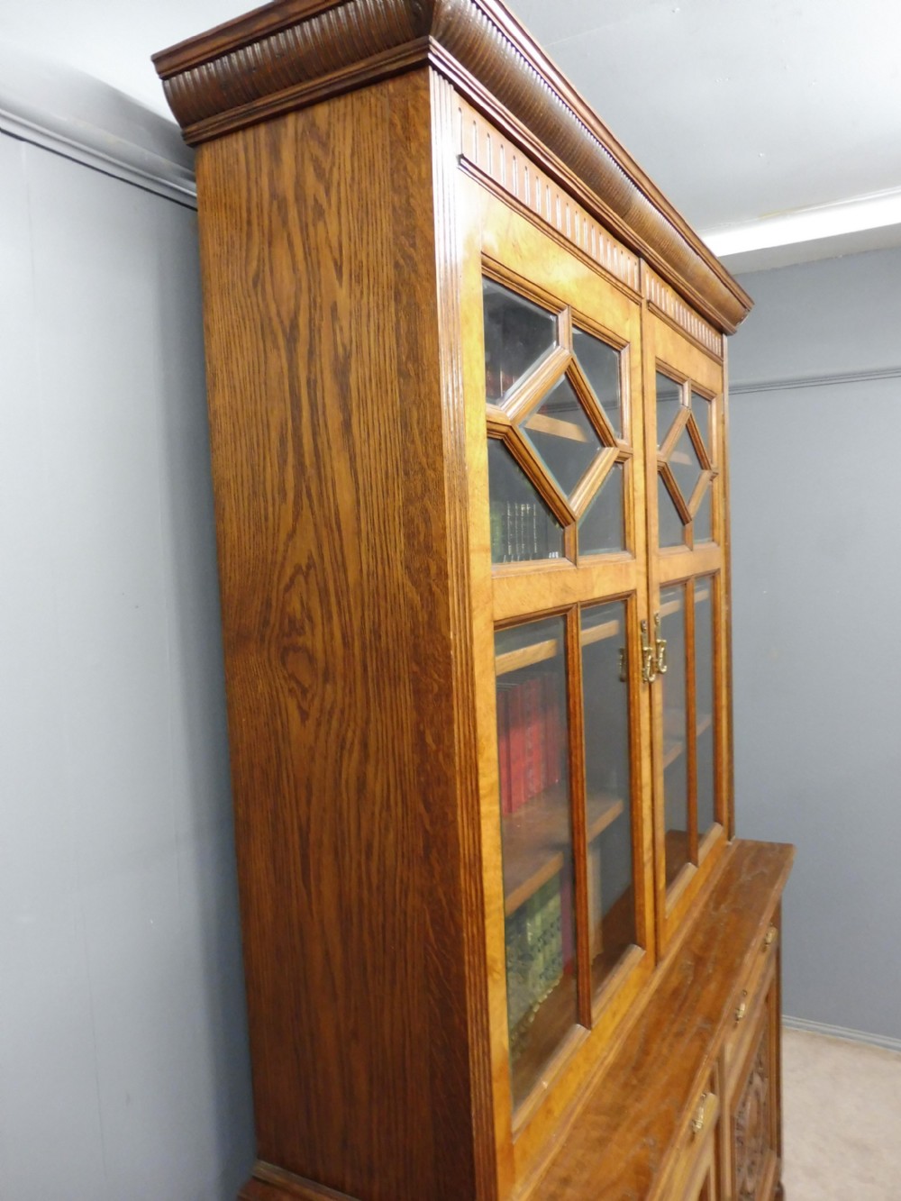 SUPERIOR QUALITY 19TH CENTURY OAK, BURR OAK,AND  POLLARD OAK BOOKCASE View IX