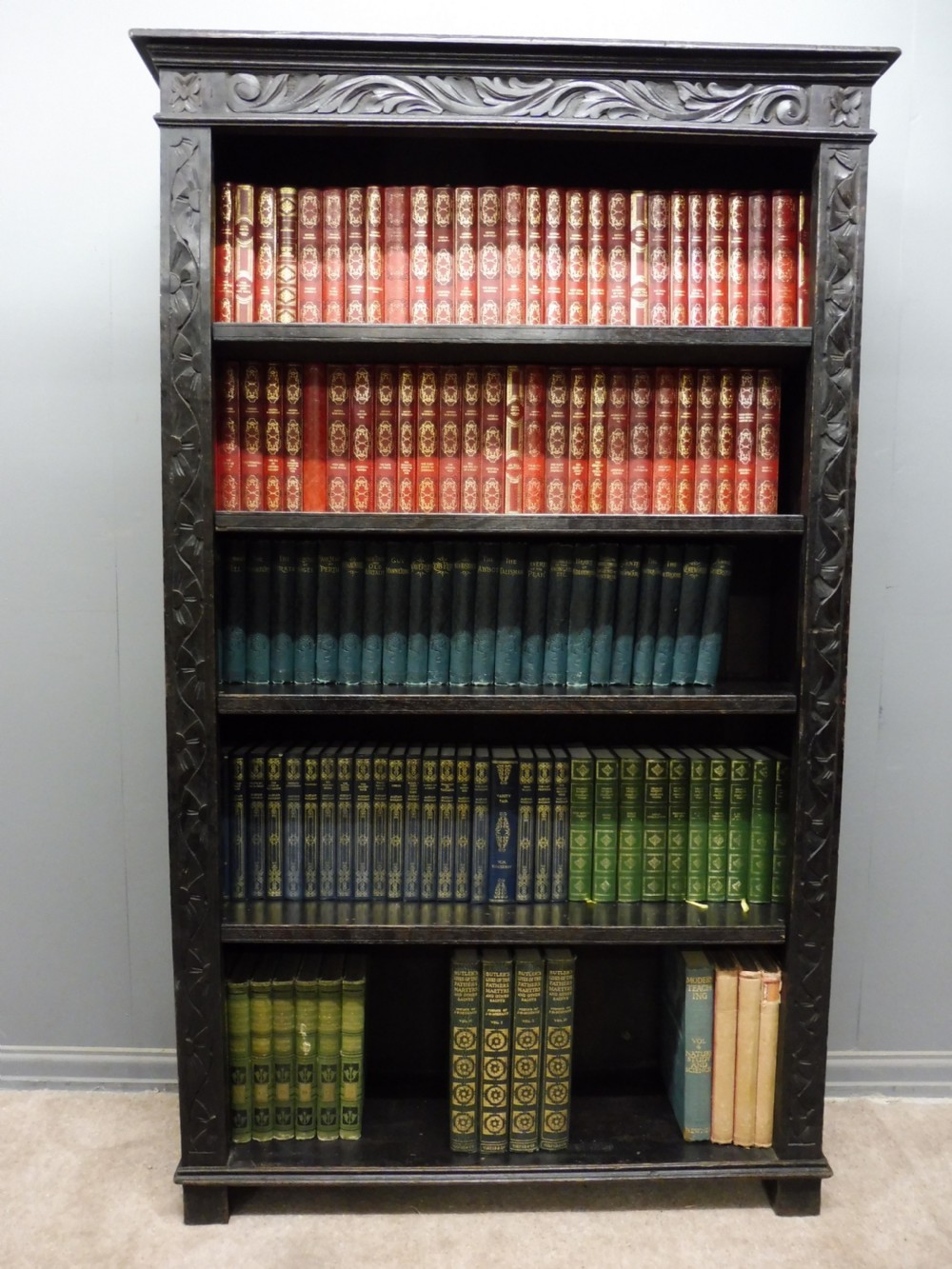 CARVED OAK VICTORIAN BOOKCASE  View II