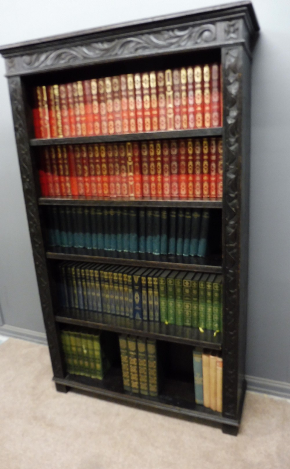 CARVED OAK VICTORIAN BOOKCASE  View III