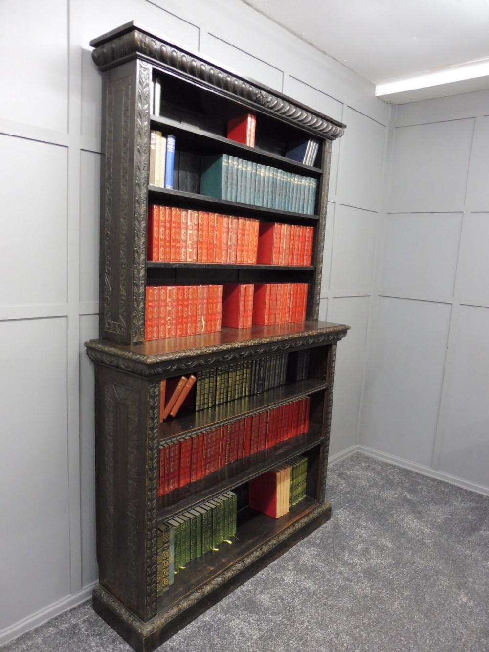 DARK OAK VICTORIAN BOOKCASE View II