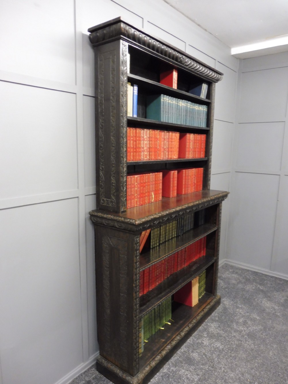 DARK OAK VICTORIAN BOOKCASE View III