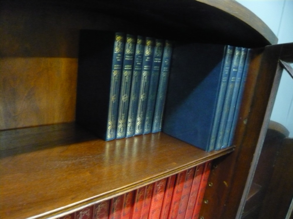 ART DECO c1930 WALNUT 3 DOOR BOOKCASE DISPLAY CABINET View X
