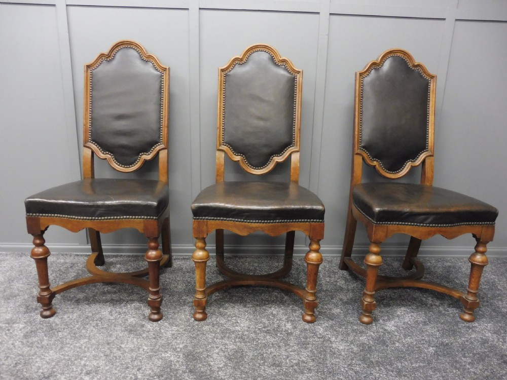 SET OF 8 EDWARDIAN OAK AND LEATHER DINING CHAIRS View V