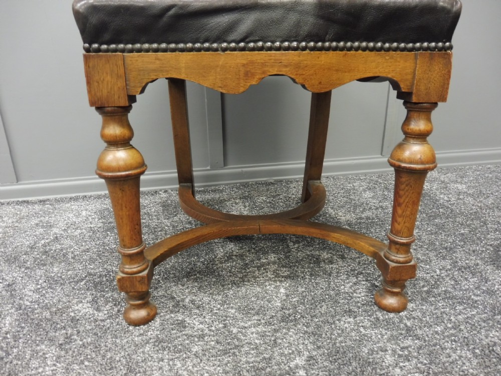 SET OF 8 EDWARDIAN OAK AND LEATHER DINING CHAIRS View XI