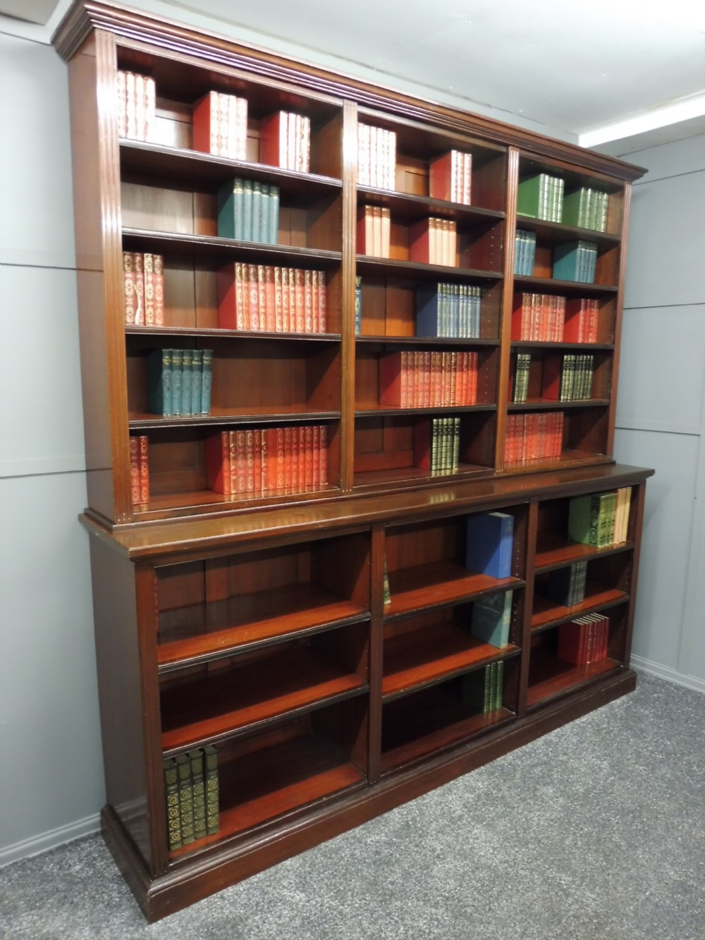 LARGE VICTORIAN MAHOGANY OPEN LIBRARY BOOKCASE View III