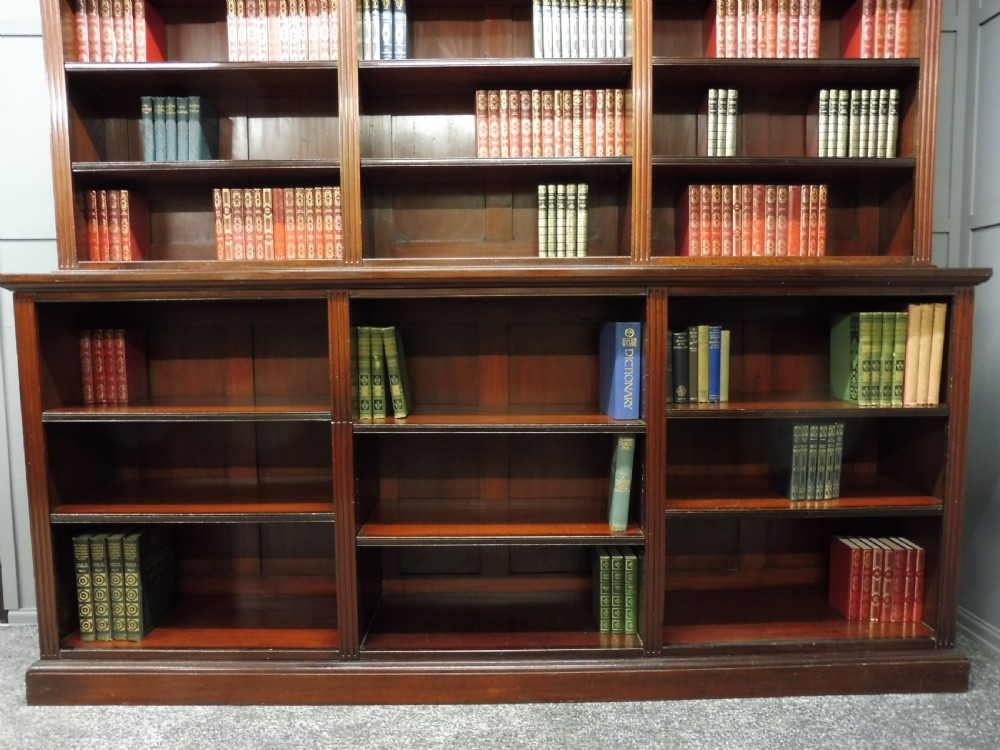 LARGE VICTORIAN MAHOGANY OPEN LIBRARY BOOKCASE View V