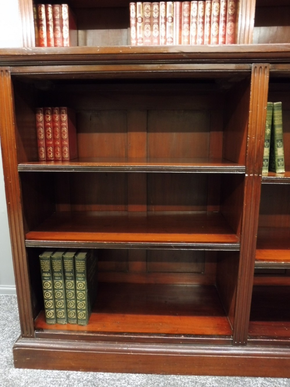 LARGE VICTORIAN MAHOGANY OPEN LIBRARY BOOKCASE View VI