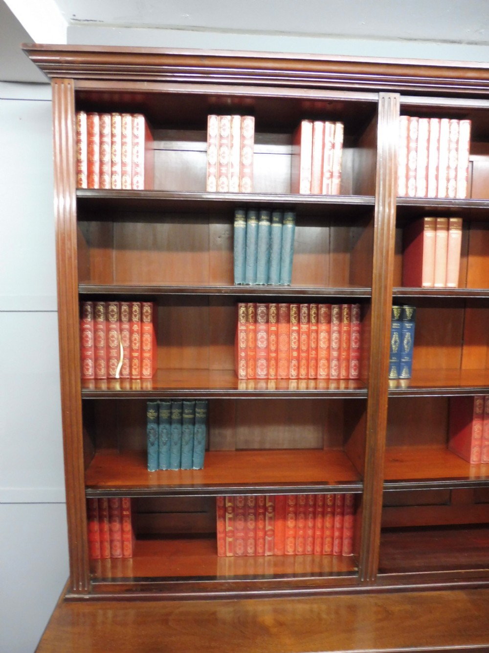 LARGE VICTORIAN MAHOGANY OPEN LIBRARY BOOKCASE View VII