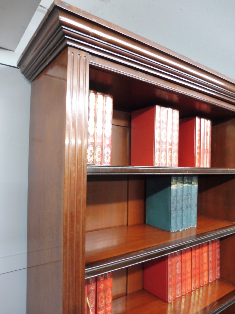 LARGE VICTORIAN MAHOGANY OPEN LIBRARY BOOKCASE View VIII