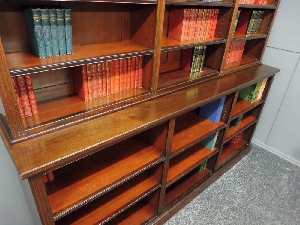 LARGE VICTORIAN MAHOGANY OPEN LIBRARY BOOKCASE View X