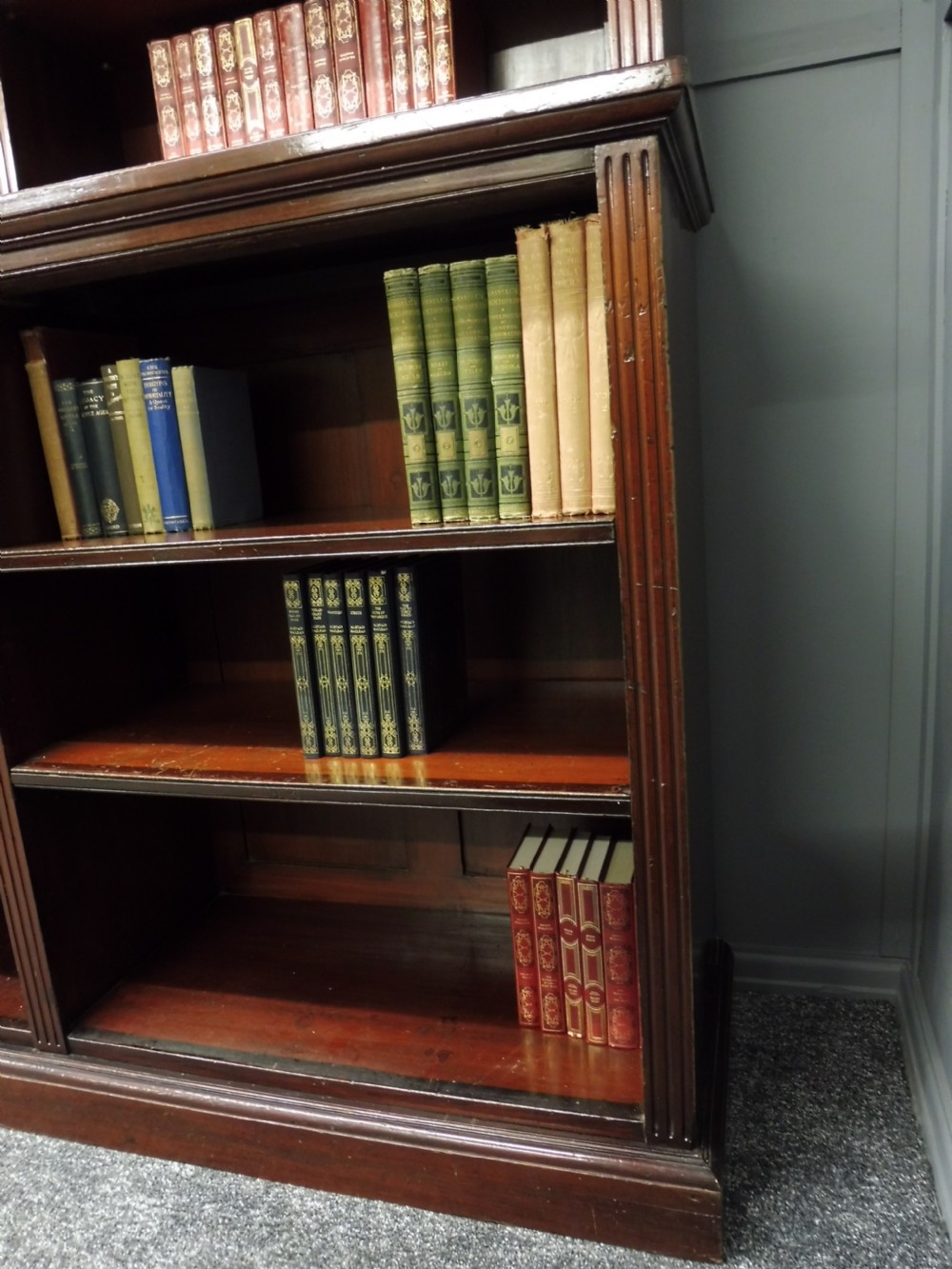 LARGE VICTORIAN MAHOGANY OPEN LIBRARY BOOKCASE View XI