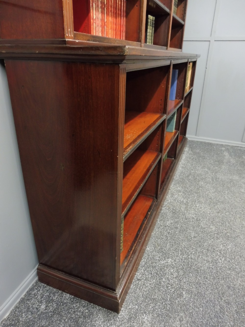 LARGE VICTORIAN MAHOGANY OPEN LIBRARY BOOKCASE View XIII