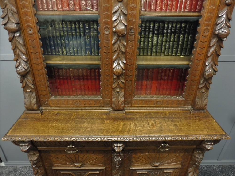 CARVED VICTORIAN OAK BOOKCASE View VI