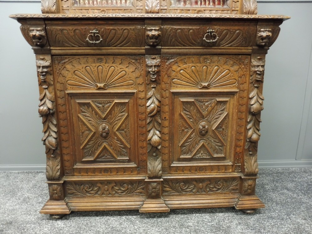 CARVED VICTORIAN OAK BOOKCASE View VII