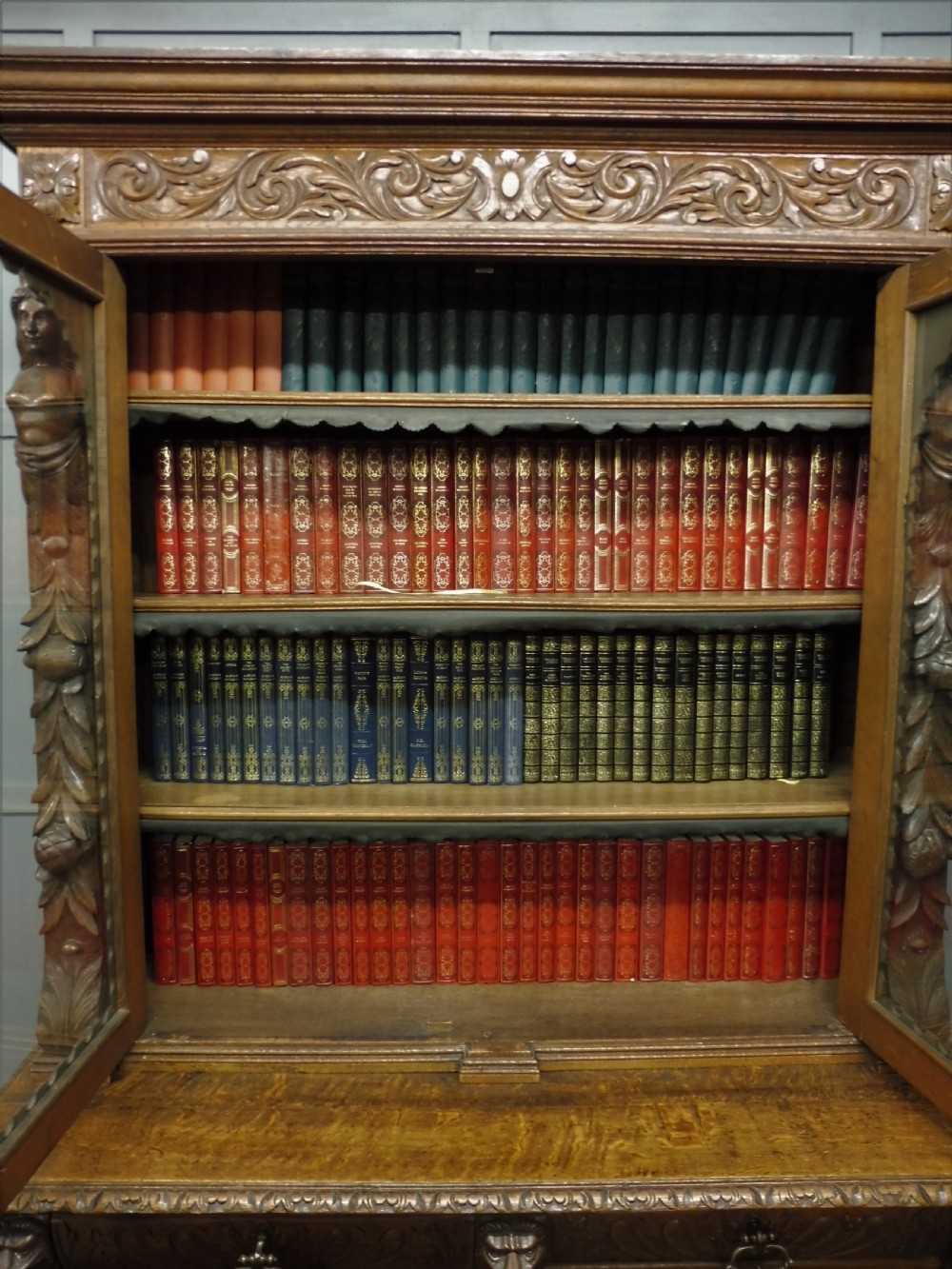 CARVED VICTORIAN OAK BOOKCASE View XV