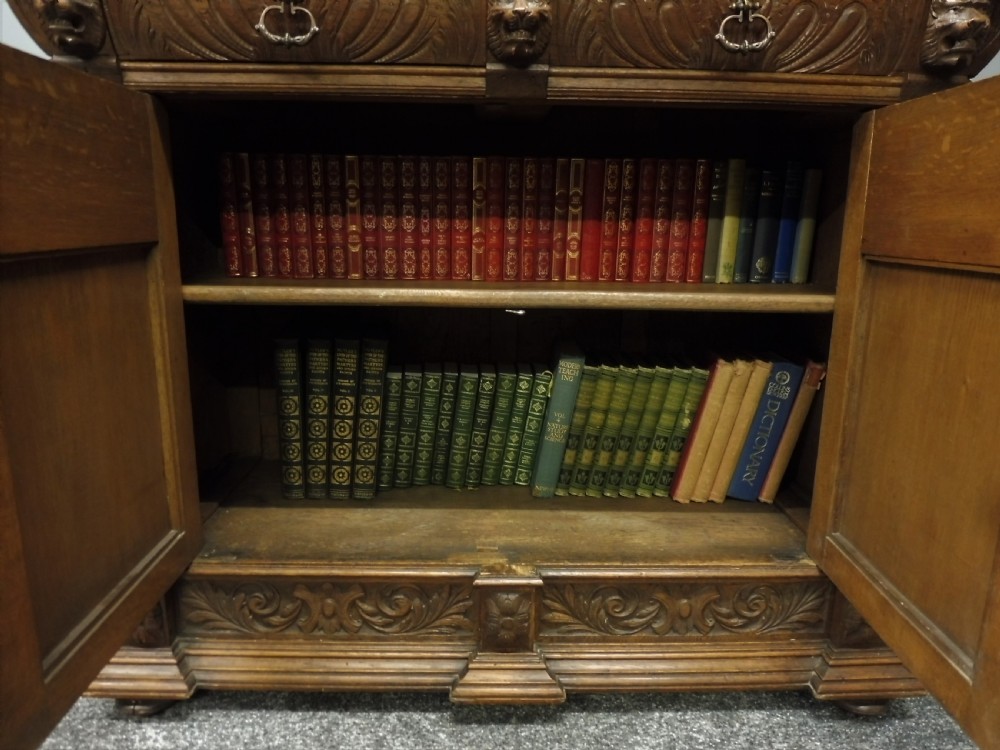 CARVED VICTORIAN OAK BOOKCASE View XVI