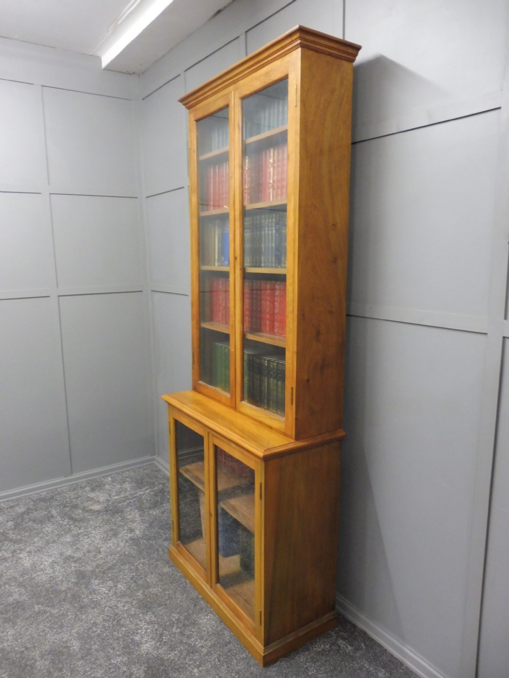 SLIM LIGHT WALNUT GLAZED BOOKCASE View IV