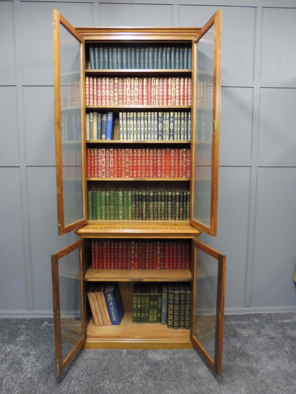 SLIM LIGHT WALNUT GLAZED BOOKCASE View IX