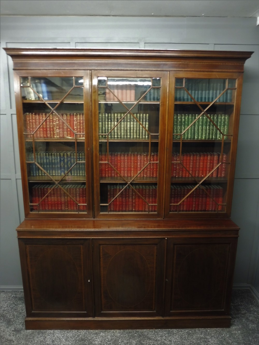 LARGE EDWARDIAN INLAID LIBRARY BOOKCASE View IV