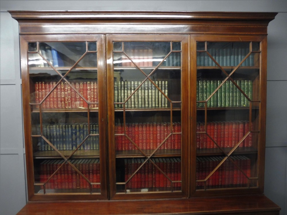 LARGE EDWARDIAN INLAID LIBRARY BOOKCASE View V