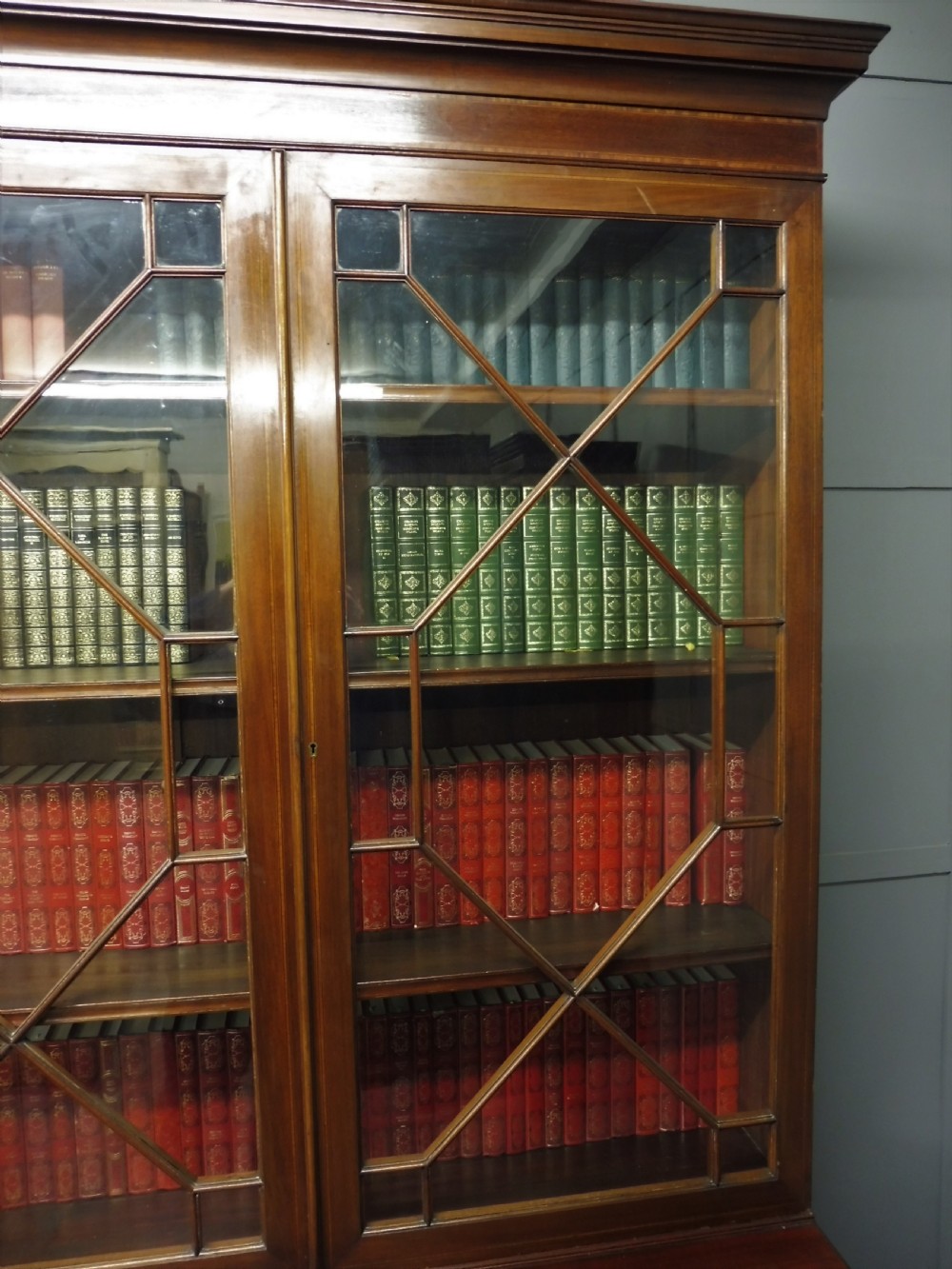 LARGE EDWARDIAN INLAID LIBRARY BOOKCASE View IX