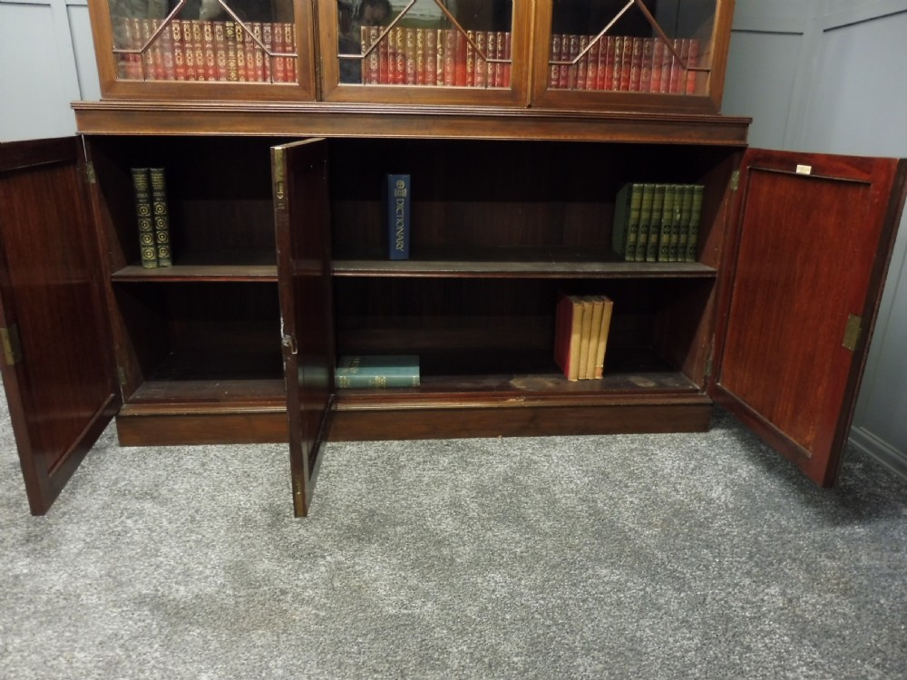 LARGE EDWARDIAN INLAID LIBRARY BOOKCASE View X