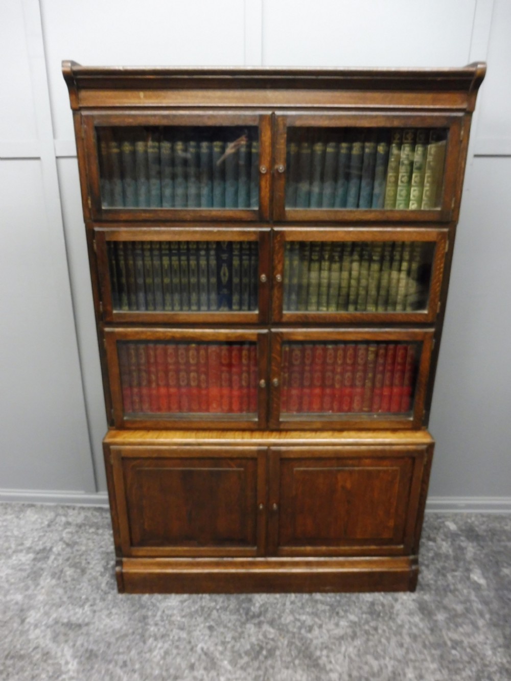 OAK FOUR HIGH STACKING LAWYERS BOOKCASE View IV