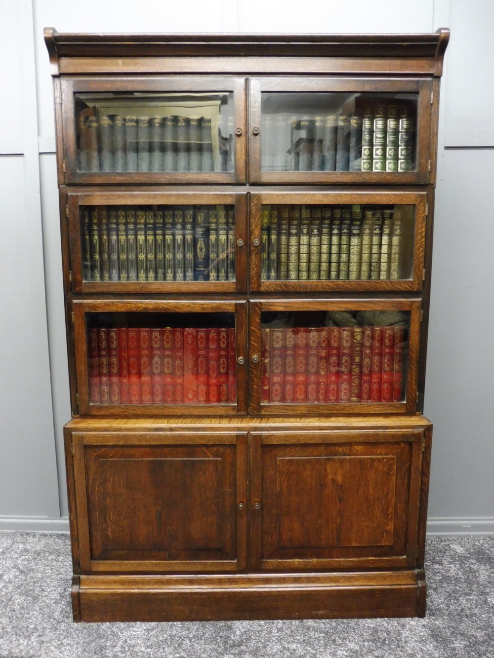 OAK FOUR HIGH STACKING LAWYERS BOOKCASE View V