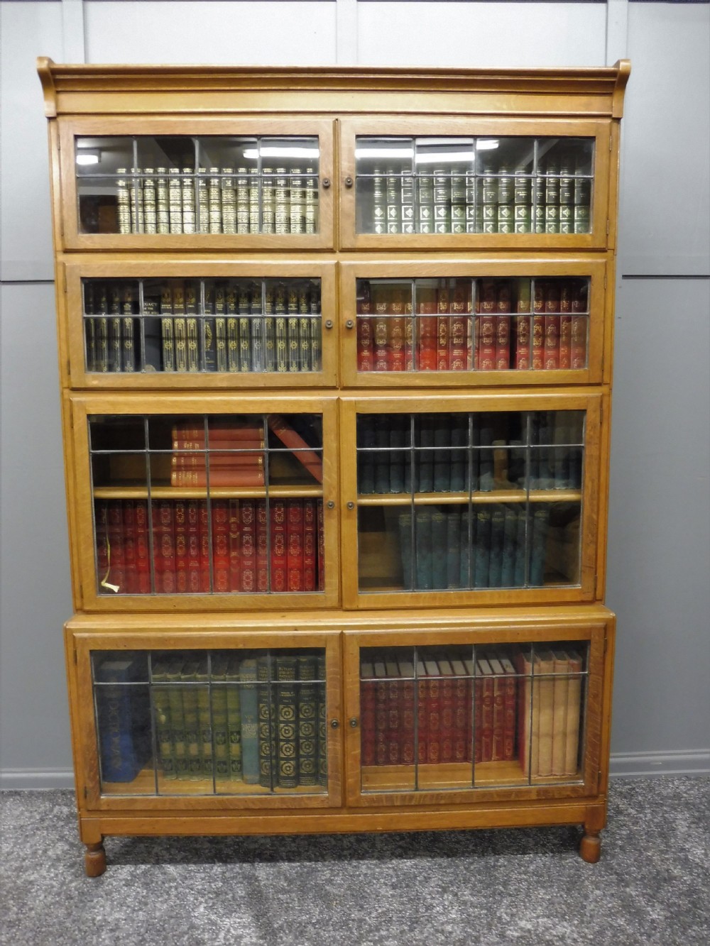 PALE OAK SECTIONAL LAWYERS BOOKCASE BY MINTY LIBRARY SPECIALISTS OF OXFORD