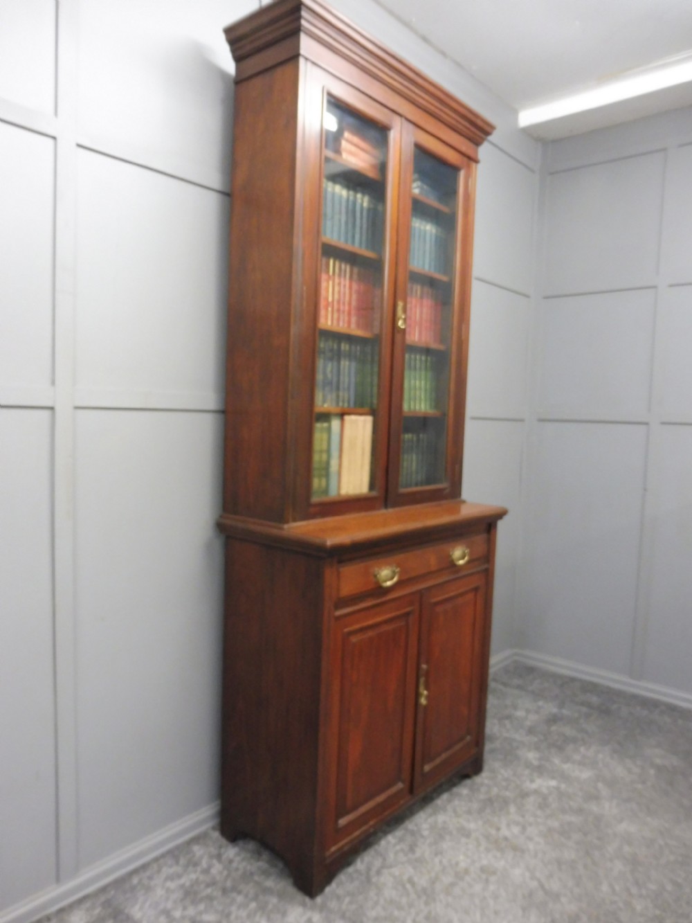 TALL SLIM EDWARDIAN WALNUT BOOKCASE View II