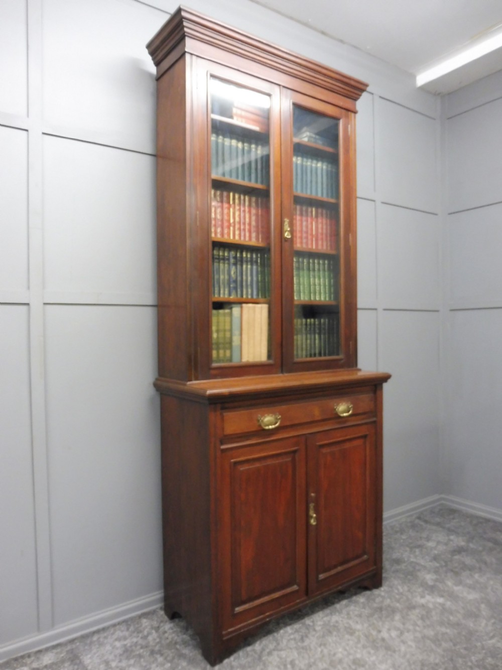TALL SLIM EDWARDIAN WALNUT BOOKCASE View III